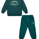 Iceberg Kids Completo Felpa con Pantaloni Verdi per Neonati