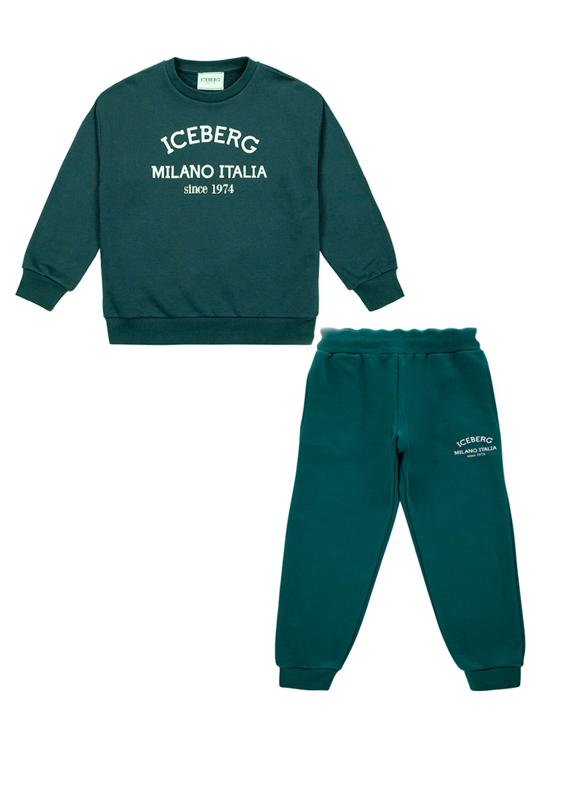 Iceberg Kids Completo Felpa con Pantaloni Verdi per Neonati