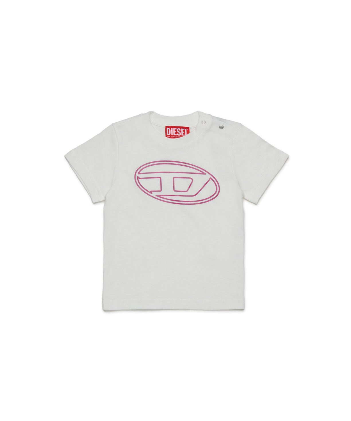 Diesel Kids T-shirt Bianca con Oval D per Neonate
