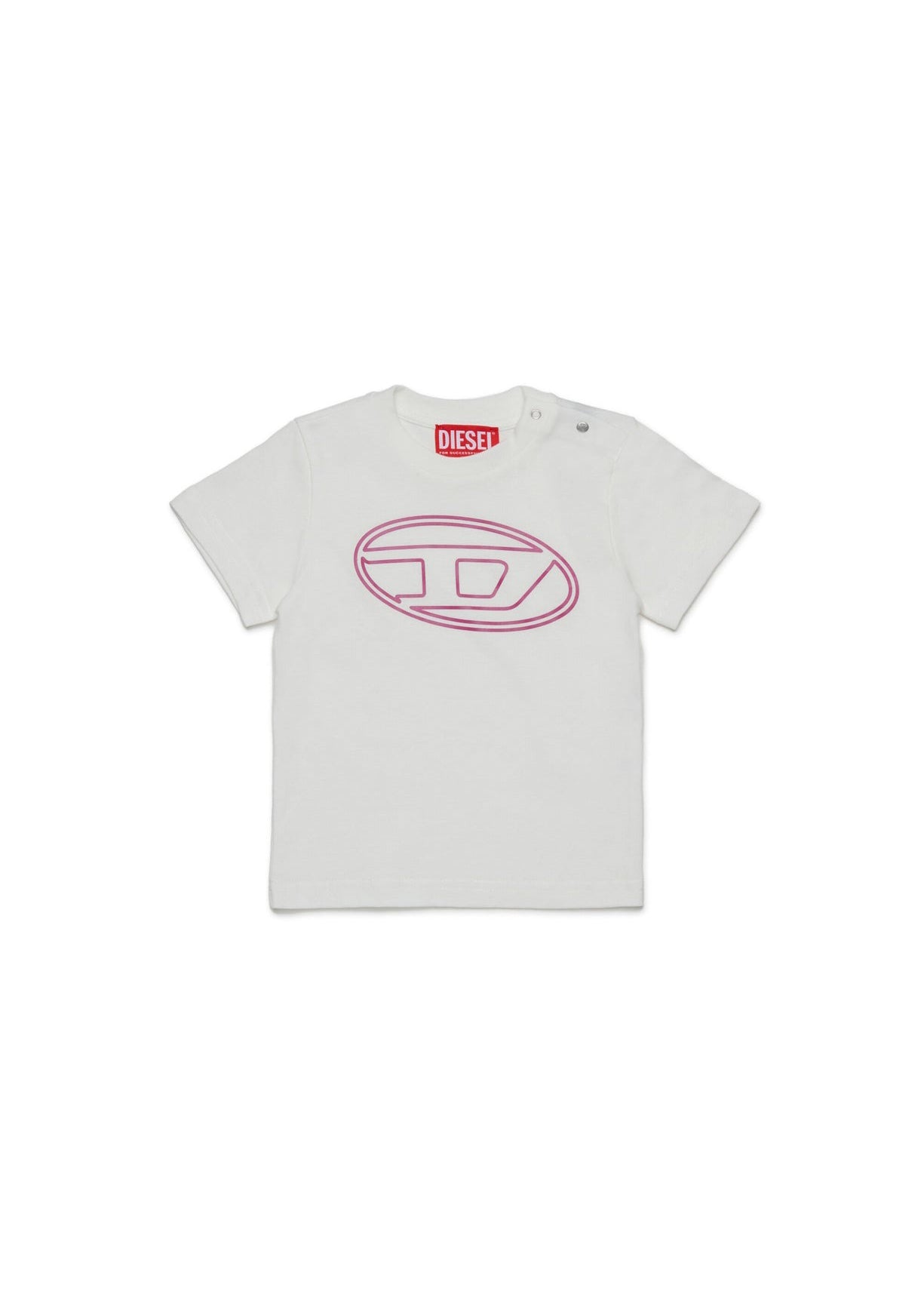 Diesel Kids T-shirt Bianca con Oval D per Neonate