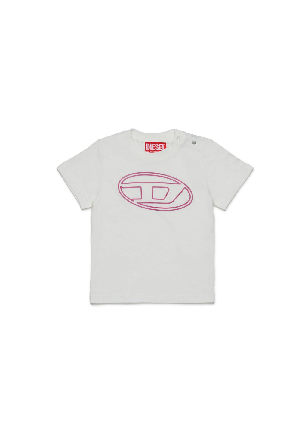 Diesel Kids T-shirt Bianca con Oval D per Neonate