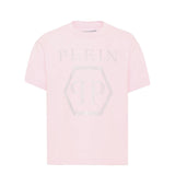 Philipp Plein Junior Kids T-shirt Rosa in Cotone con Logo Esagono Strass per Bambine