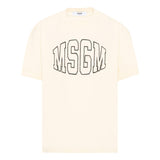 MSGM Kids T-Shirt Crema con Logo Lettering Unisex