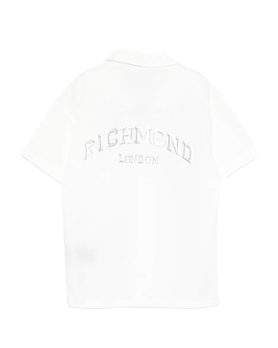 John Richmond Kids Camicia Bianco con Ricamo Logo sul Retro per Bambini