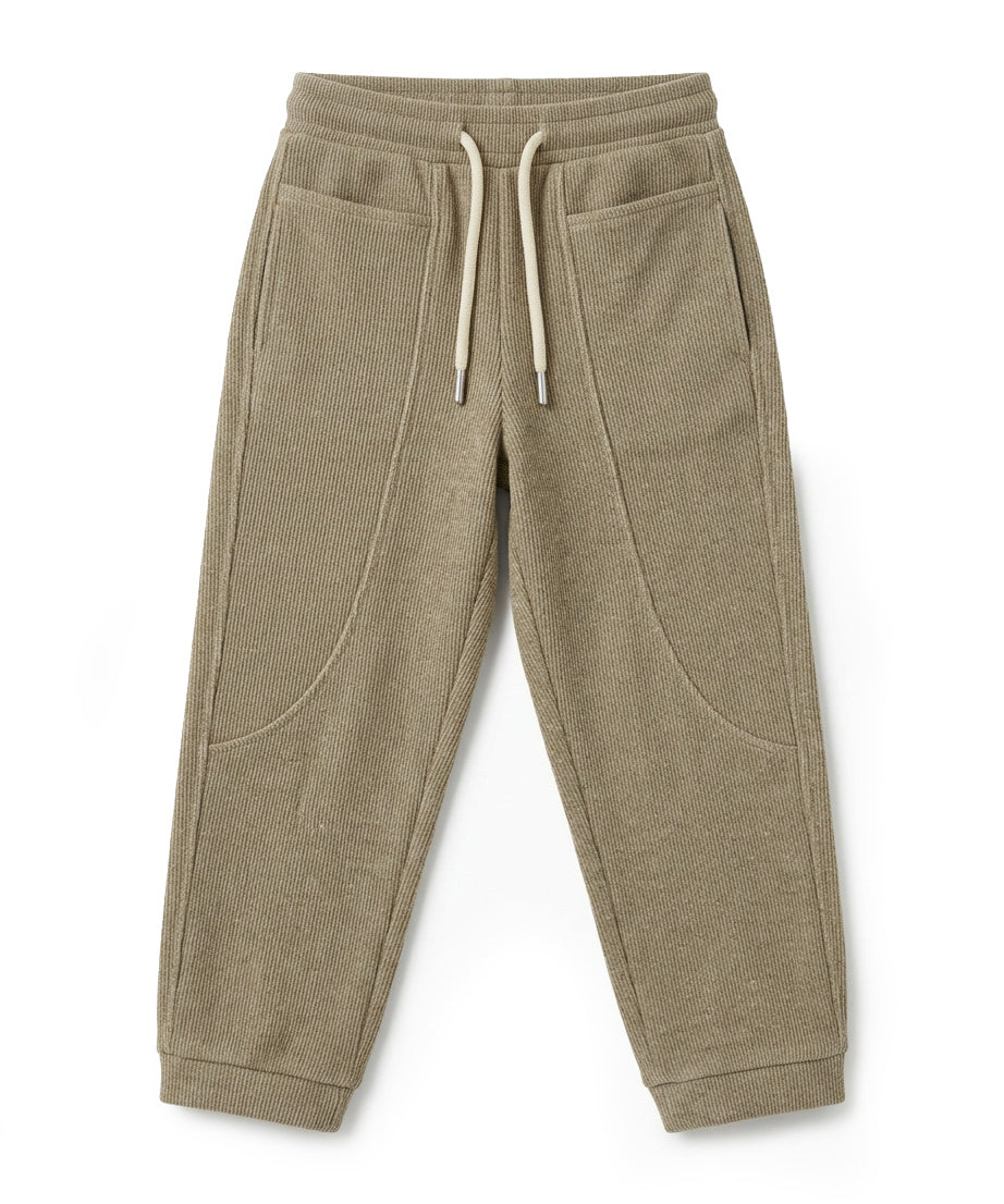Yes London Kids Pantalone Tuta Beige con Patch sul Retro per Bambini