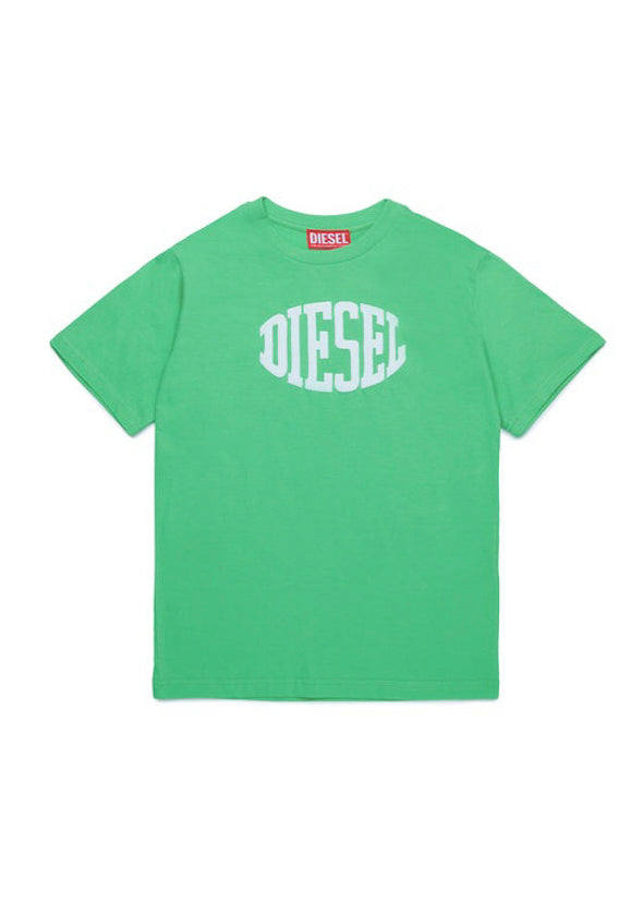 Diesel Kids T-shirt Verde Puffy Print per Bambini