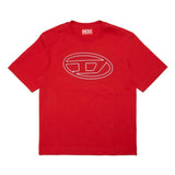 Diesel Kids T-shirt Rossa con Logo Oval D frontale