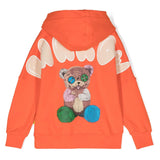 Barrow Kids Felpa con Cappuccio Arancione con Stampa Logo e Pupazzo retro