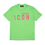 Dsquared2 Kids T-shirt  Verde con Logo Fluo per Bambini