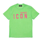 Dsquared2 Kids T-shirt  Verde con Logo Fluo per Bambini