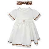 Roberto Cavalli Kids Abito con Fascia Avorio con Motivo Animalier per Neonata
