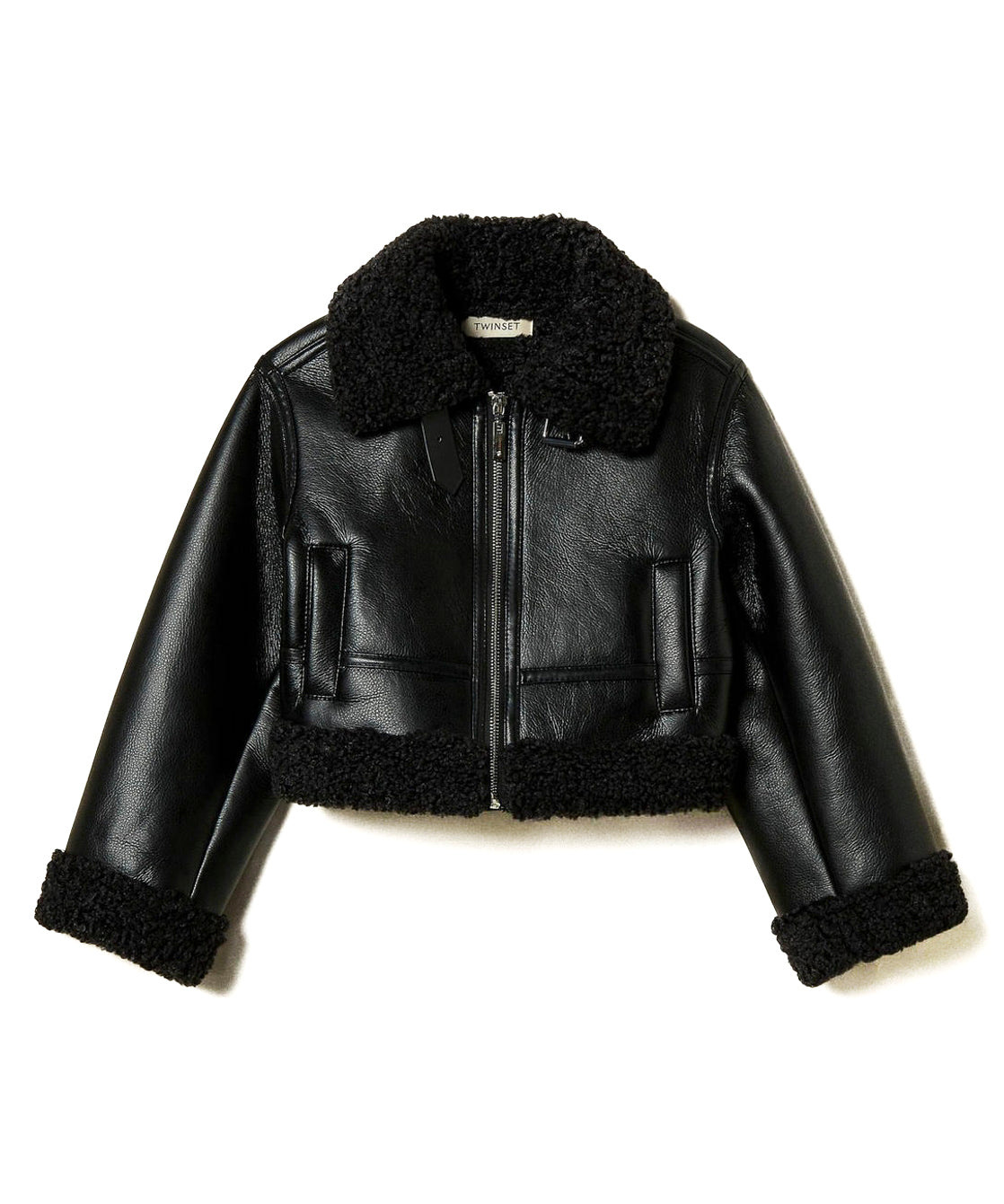 Twinset Kids Giubbino Nero con Faux Fur per Bambine