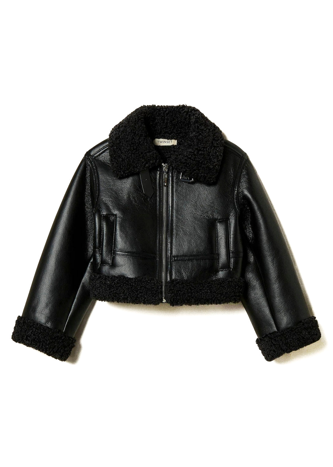 Twinset Kids Giubbino Nero con Faux Fur per Bambine