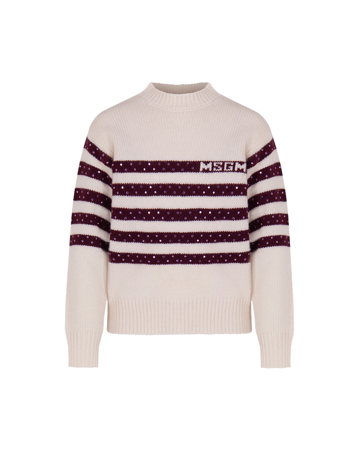 MSGM Kids Maglione Crema/Borgogna per Bambine