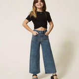Twinset Kids Pantalone in Denim con Strass per Bambine