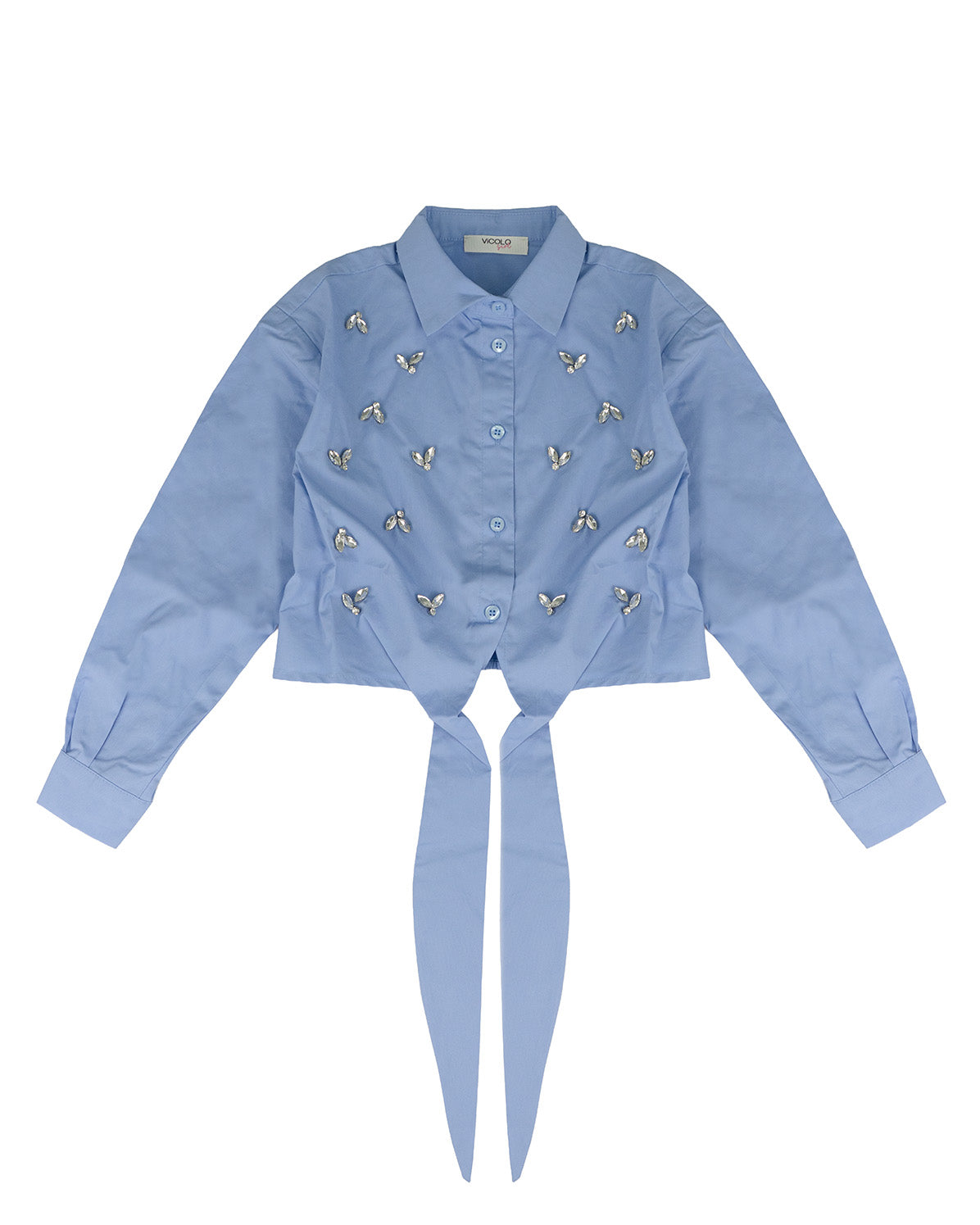 Vicolo Kids Camicia Celeste con Applicazioni per Bambine