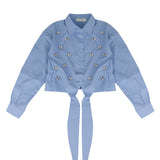 Vicolo Kids Camicia Celeste con Applicazioni per Bambine