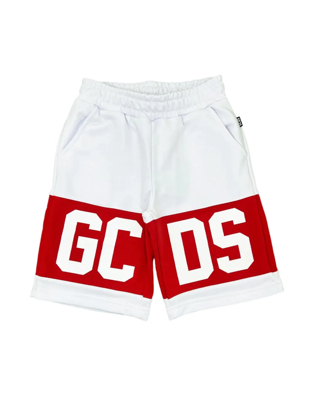 GCDS Bermuda Bianco/Rosso con Banda Logo per Bambini