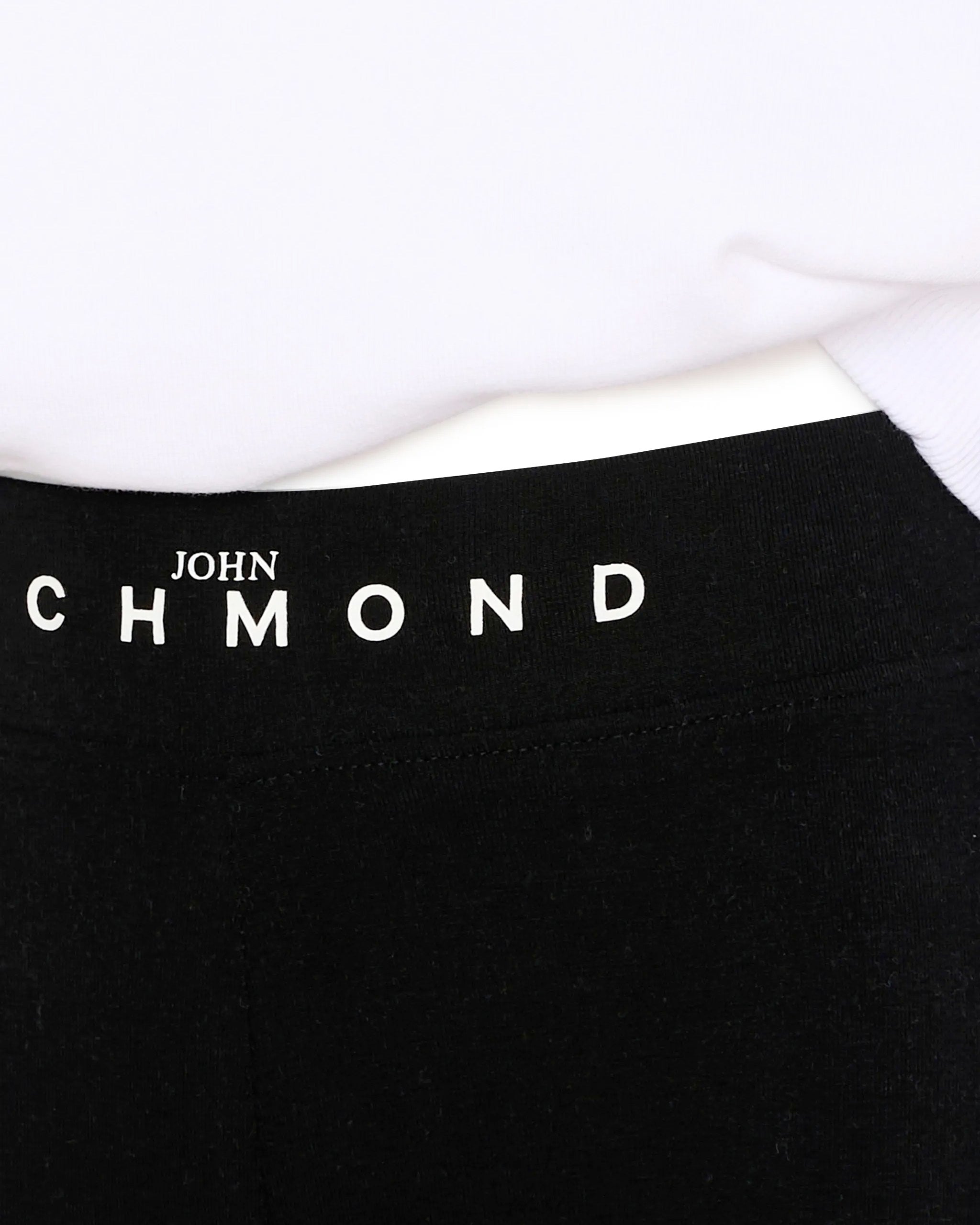 John Richmond Kids Tuta con Felpa Bianca con Cappuccio e Leggings Neri con Logo per Bambine