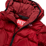 Diesel Kids Piumino Bordeaux con Cappuccio e Logo Oval per Neonate