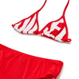 Diesel Kids Bikini Rosso con Stampa Logo a Contrasto per Bambine