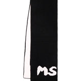 MSGM Kids Sciarpa Nera/Bianca con Intarso Logo per Bambine