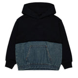 Maison Margiela Kids Felpa Nero e Denim con Logo per Bambini