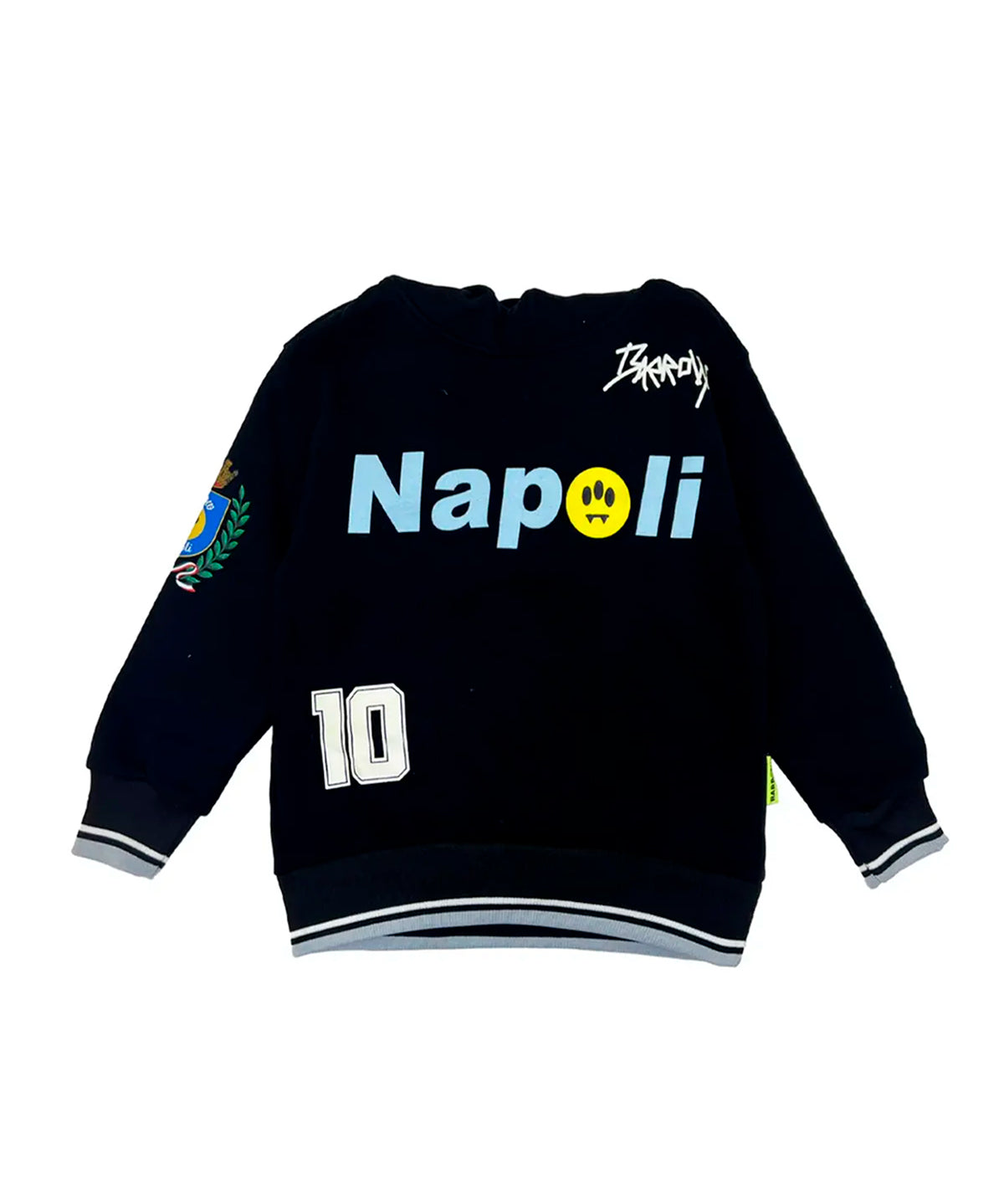 Barrow Kids Felpa Nera con Cappucio e Stampa 'Napoli' Unisex per Bambini