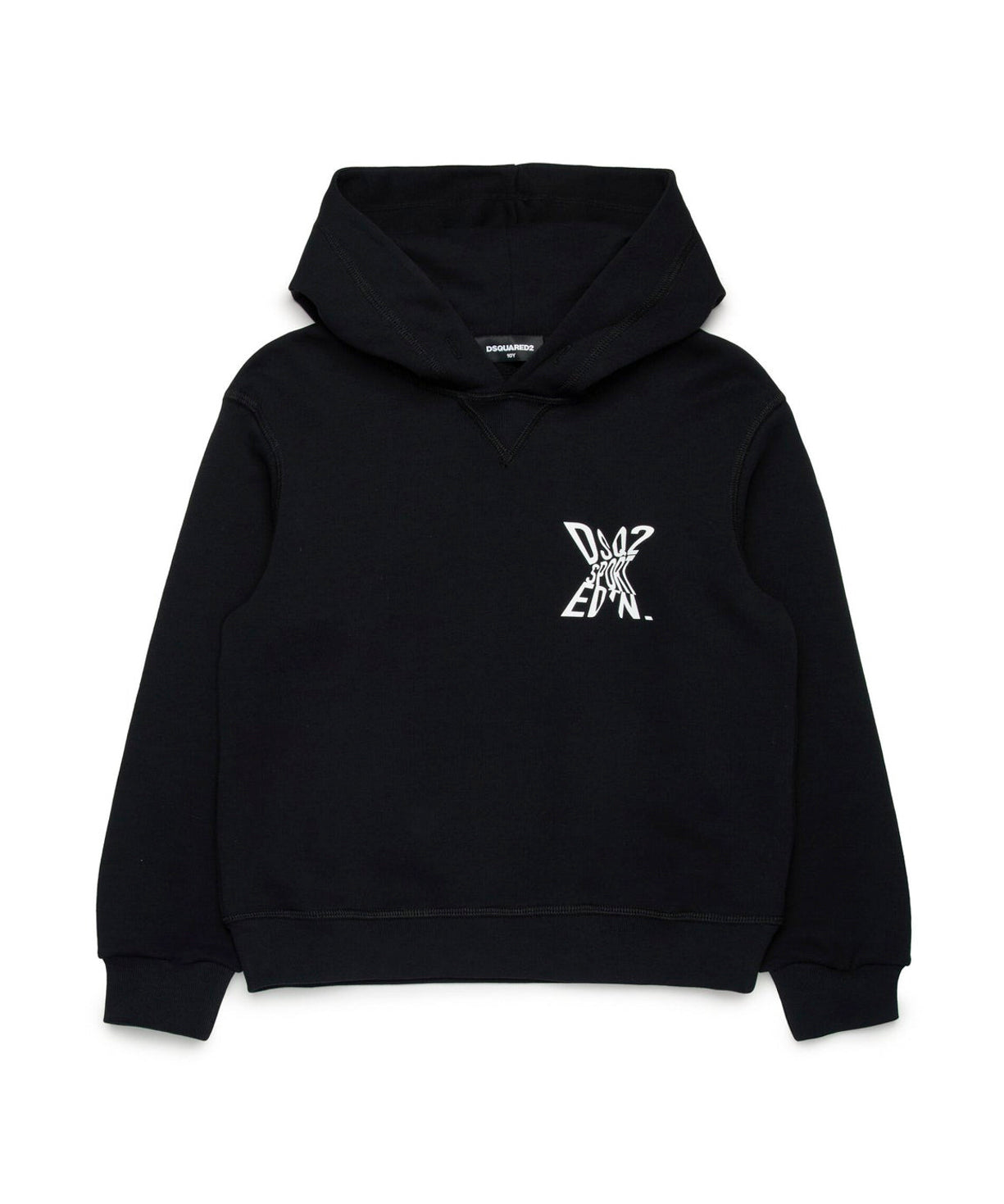 Dsquared2 Kids Felpa Nera con Cappuccio Sport EDTN per Bambini