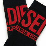 Diesel Kids Calzini Neri con Logo a Contrasto Rosso per Bambini