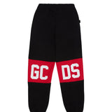 GCDS Kids Pantalone Tuta Nero con Banda Rossa Logata