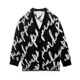Pinko Kids Cardigan Nero con Logo All-over per Bambine