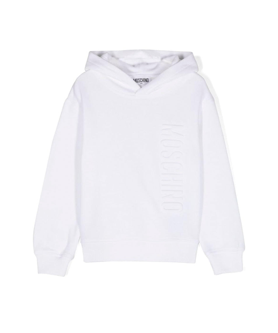 Moschino Kids Felpa Bianca con Cappuccio con Logo per Bambini 