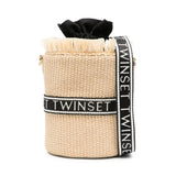 Twinset Kids Borsa a Secchiello Effetto Rafia con Logo