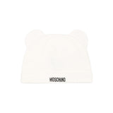Moschino Kids Set Nascita Panna con Tutina, Cappellino e Bavaglino con Stampa Teddy Bear Unisex
