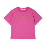 Emilio Pucci T-Shirt Viola con Logo per Bambine