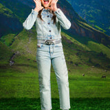 Diesel Kids Jeans Jacket with Rhinestone Application for Girls