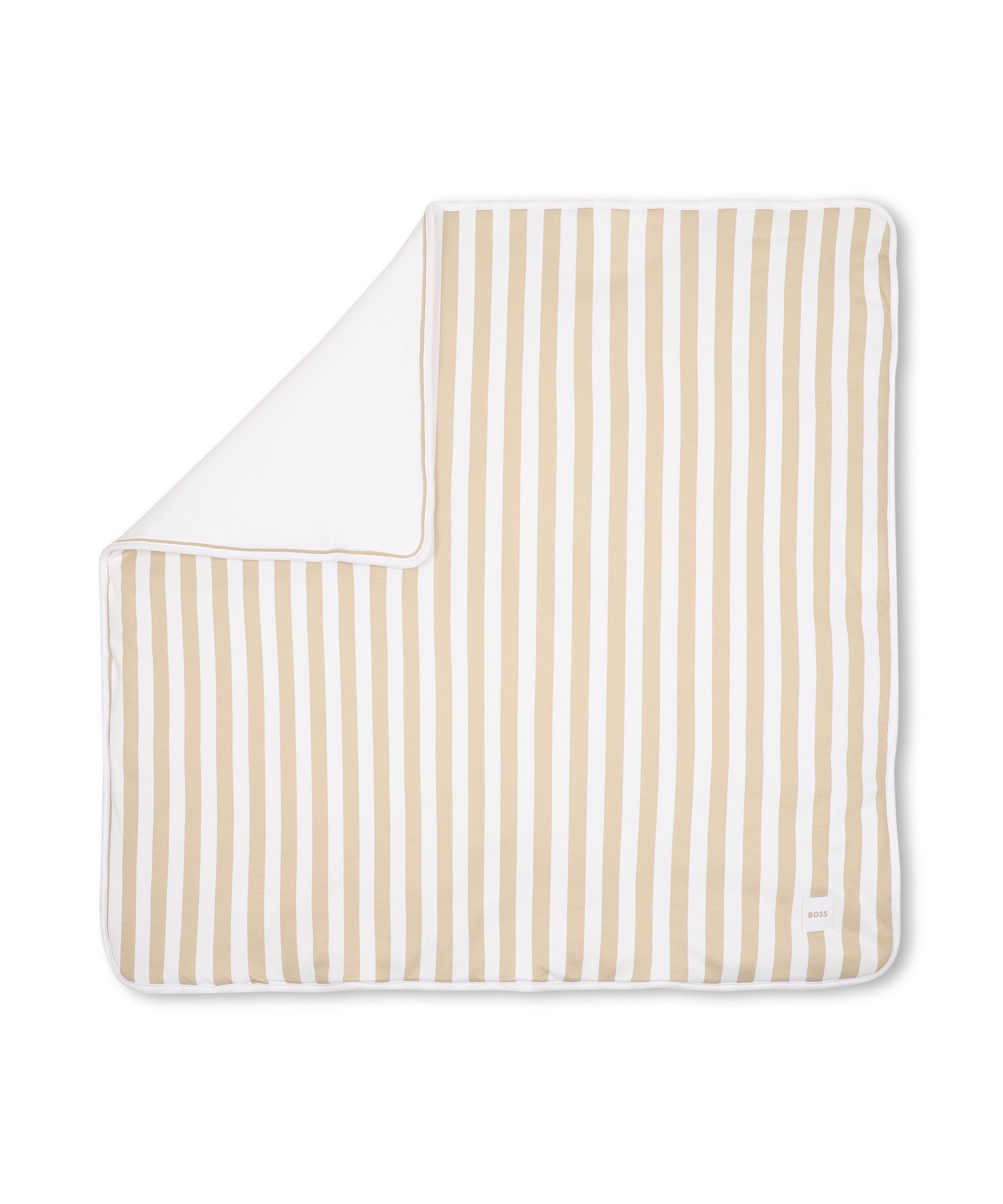 Boss Kids Coperta Beige/Bianco a Strisce per Neonati