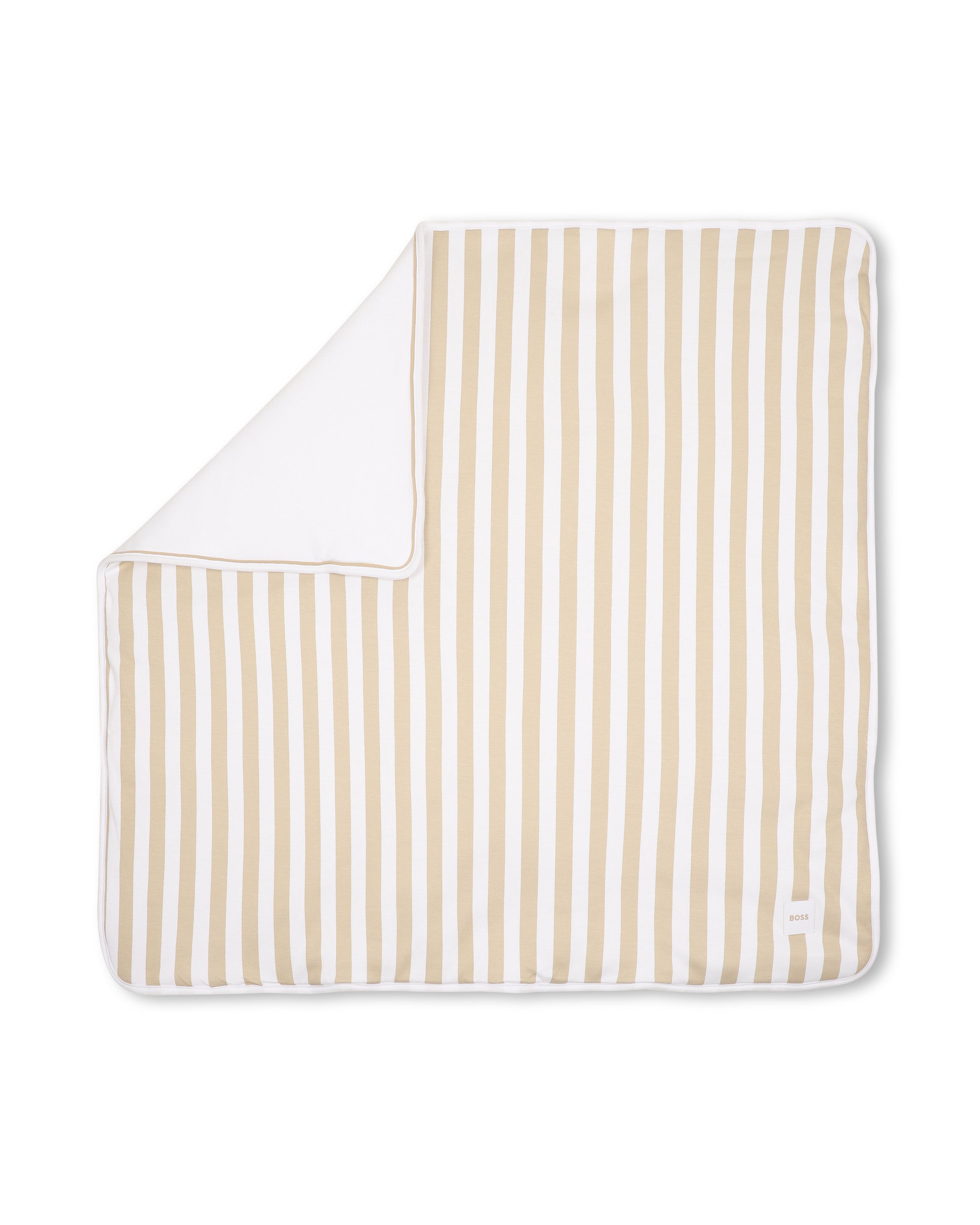 Boss Kids Coperta Beige/Bianco a Strisce per Neonati