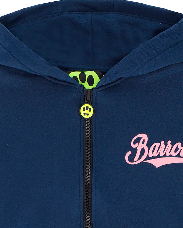Barrow Kids Felpa Blu con Cappuccio e Maniche e Stampe Multicolor per Bambine