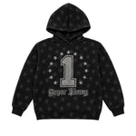 Art Super Money Kids Felpa con Cappuccio Nero Fantasia Stelle e Strass per Bambini