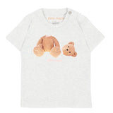 Palm Angels Kids Tripack T-Shirt Rosa Grigio e Cocco con Stampa Teddy per Neonate
