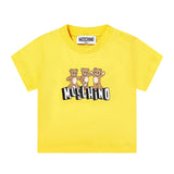Moschino Kids T-Shirt Giallo con Logo Teddy Bear per Neonate