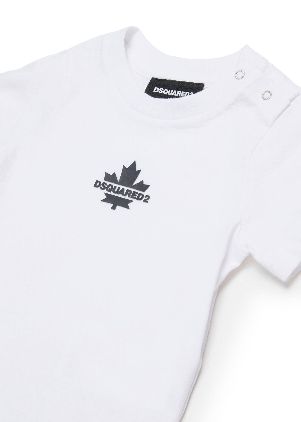 Dsquared2 Kids White T-shirt with Leaf Print for Babies