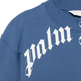 Palm Angels Kids Felpa Girocollo Blu con Stampa Logo per Bambini