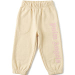 Palm Angels Kids Pantalone Panna con Logo Rosa per Neonate