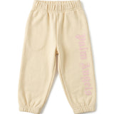 Palm Angels Kids Pantalone Panna con Logo Rosa per Neonate