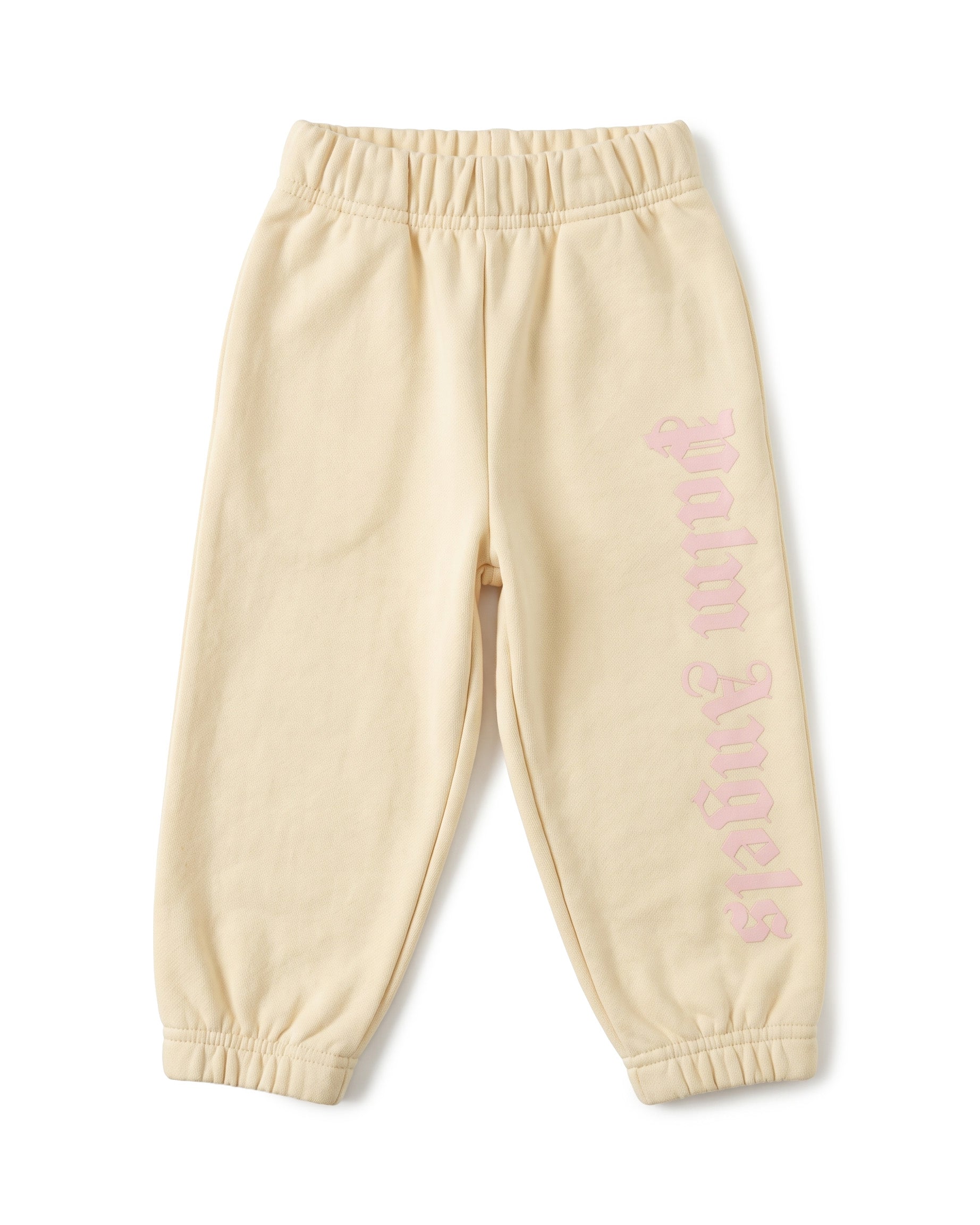 Palm Angels Kids Pantalone Panna con Logo Rosa per Neonate