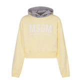 Msgm Kids Felpa con Cappuccio Giallo/Grigio per Bambini