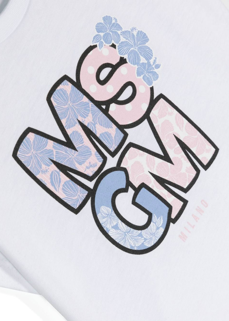 MSGM Kids T-Shirt Bianca con Stampa Logo per Neonate